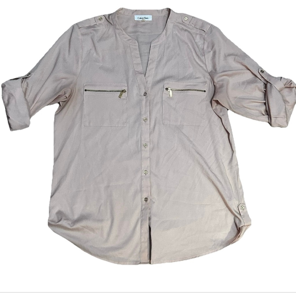 Women's Calvin Klein Button-Down Top Size L Pink